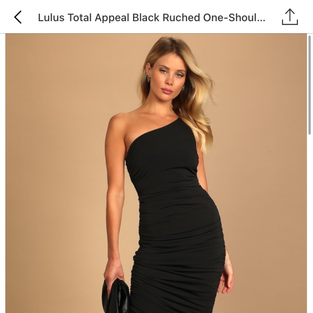 Lulus Total Appeal Black Rouched One Shoulder Dress